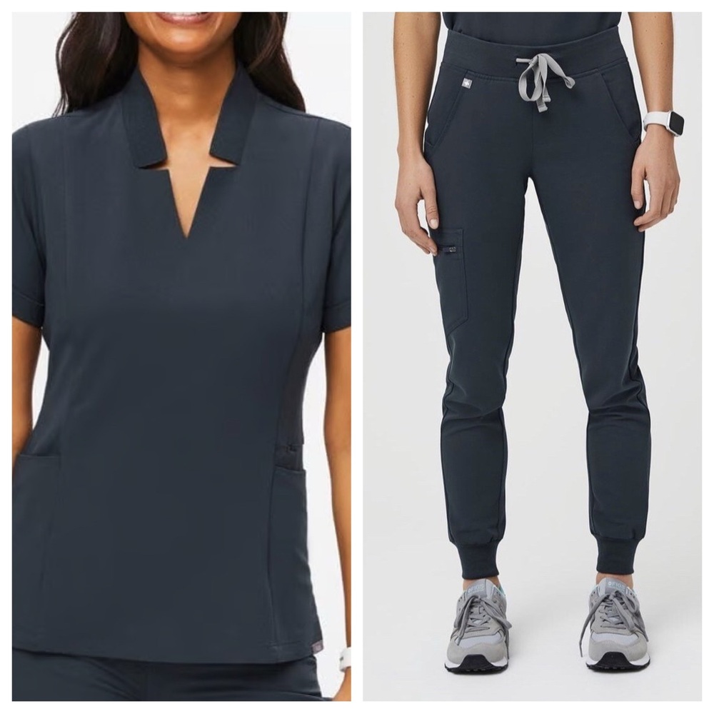 Figs Scrub Set - Zamora Joggers and Inala Slim Top Size M Dark Harbor